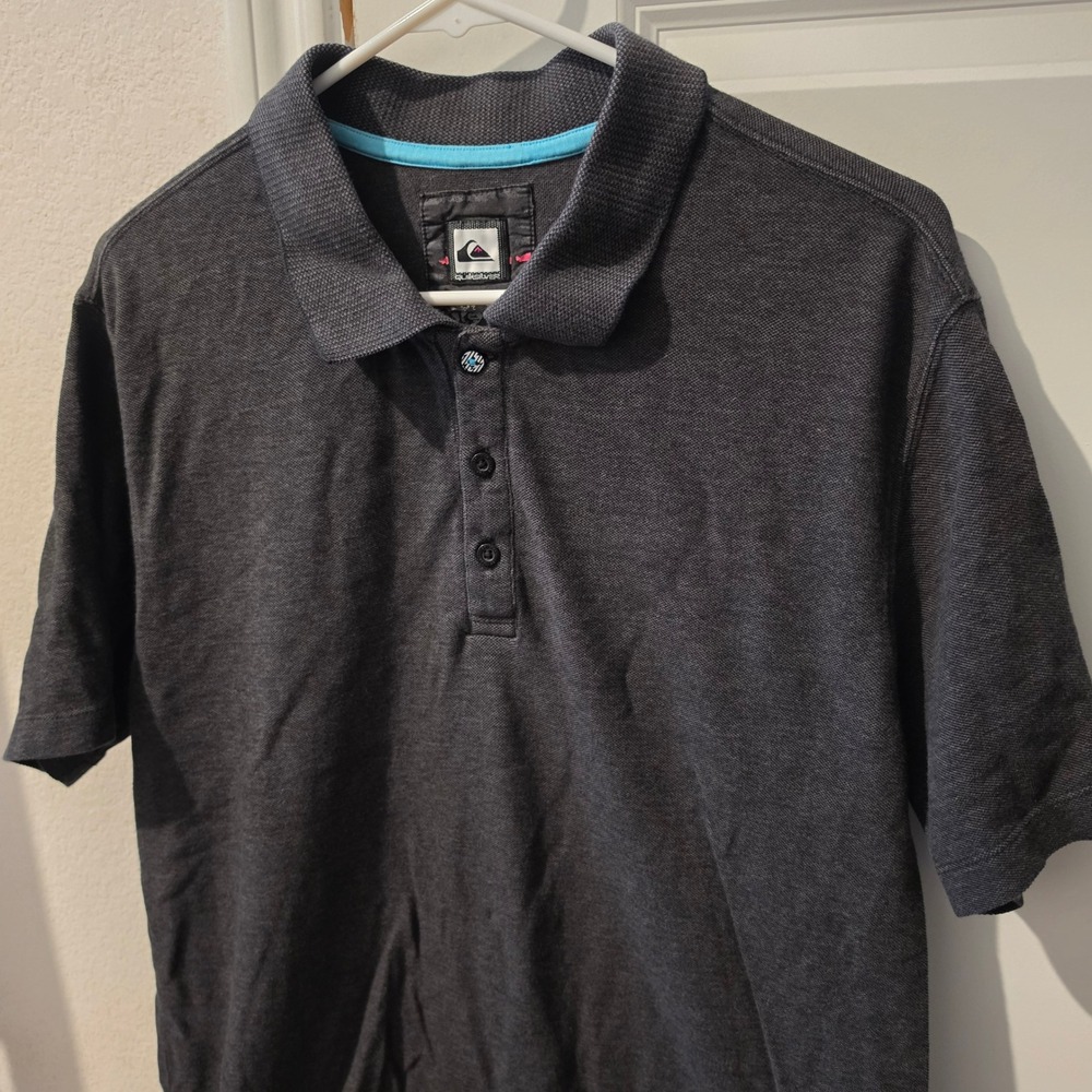 Quiksilver Mens Charcoal Gray Short Sleeve Pique Polo Shirt A108006 Size Large